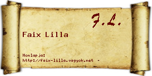 Faix Lilla névjegykártya